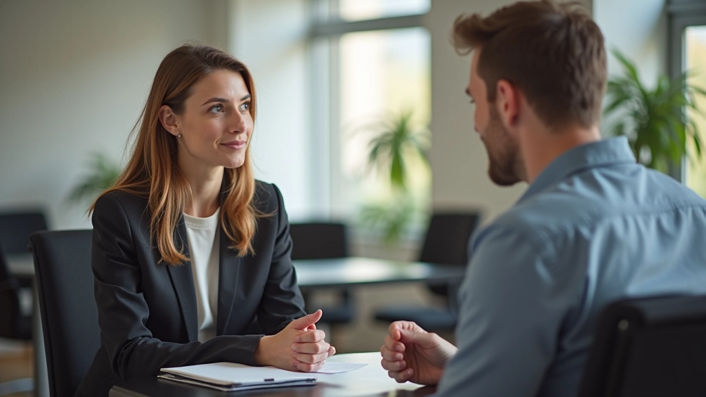 Twee mensen in een gesprek, beiden gericht, open houding, empathische interactie